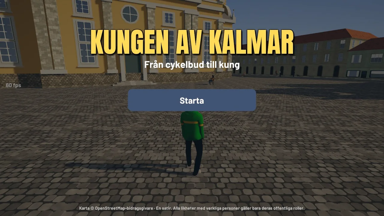 Titelskärmen till Kungen av Kalmar framför Domkyrkan på Stortorget